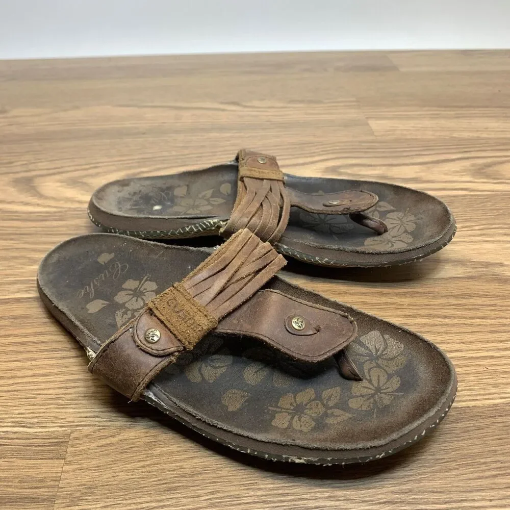 Cushe manuka strip sandals womens Size 8 Thong Leather Slip On Chocolate Brown‎